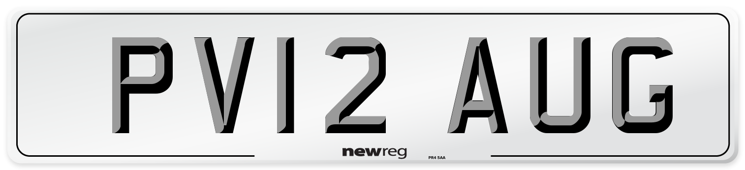 PV12 AUG Number Plate from New Reg